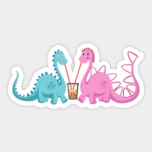 Dinosuars In love Boba Valetines Day vibes Sticker